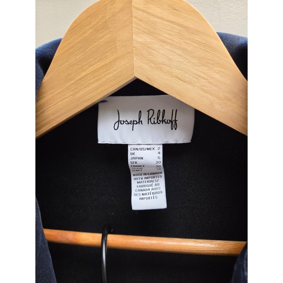 Joseph Ribkoff Navy Blue Velvet Pant Suit Blazer Trousers Set Womens Size 2 - Picture 2 of 5